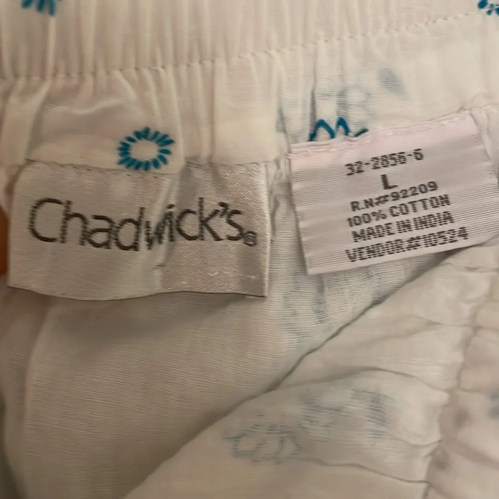 Chadwicks Floral Blue and White Maxi‎ Cotton Skirt, size L